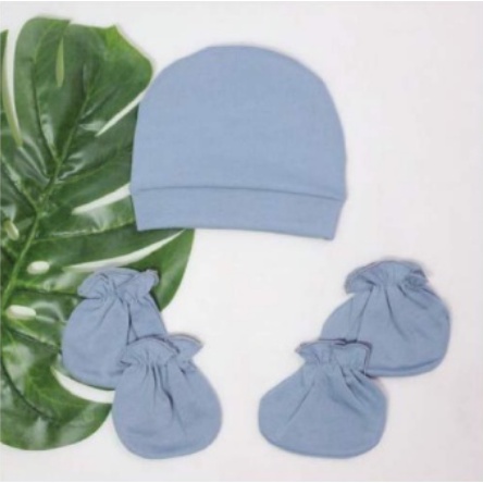 Topi Bayi Dan Sarung Tangan Kaki Set Warna Tua Polos Merk Vinata Lucu