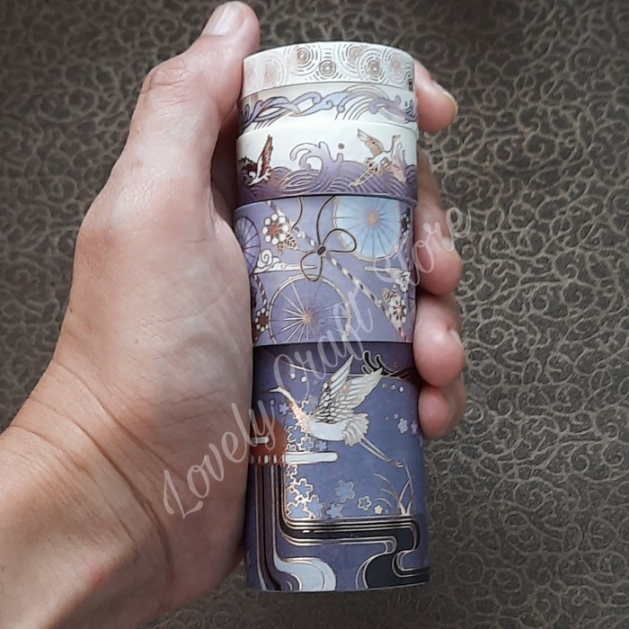 

5pcs/set Washi Masking Tape Selotip Motif Jepang #W18 - light purple