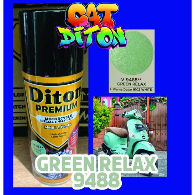 Cat Pilox Diton Premium Vespa Green Relax 9488 Warna Hijau Muda Daun
