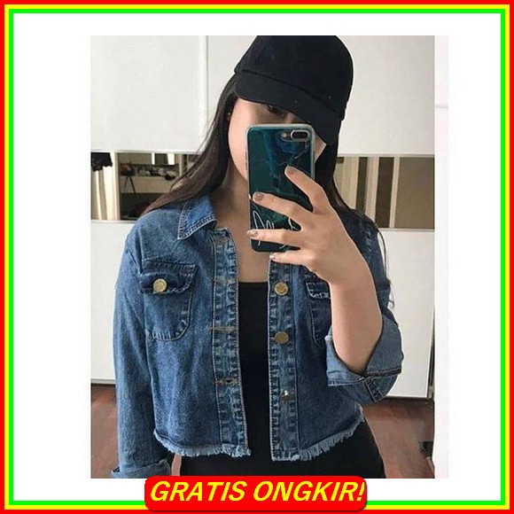 Jaket Jeans Wanita Jumbo Oversize Jacket Jins Levis Cewek Remaja Impor Jacket Snow Fringe Cropped / 