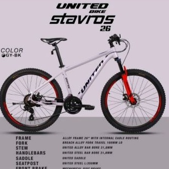 SUPER PROMO Sepeda Gunung Anak Remaja Dewasa 26 MTB United Stavros (24 Speed)