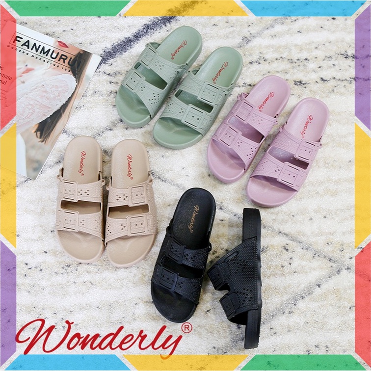 2027-5 Sepatu Sandal Wanita Wonderly Sendal Cewek Strap 2in1 Ban 2 Karet Jelly Tali Rajut Korea