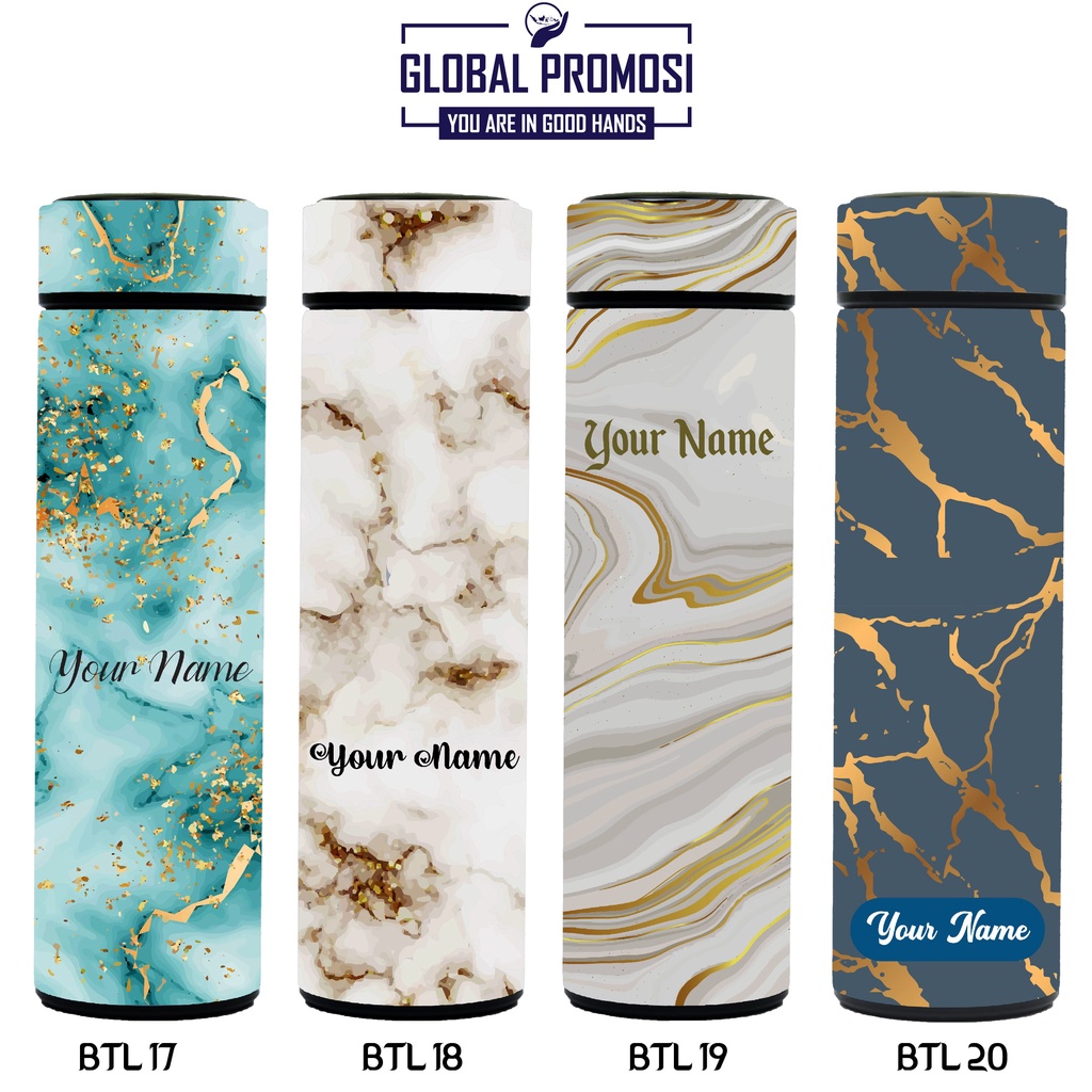 Souvenir Botol Minum Tumbler Print UV Motif Marble Untuk Gift Personal / Corporate