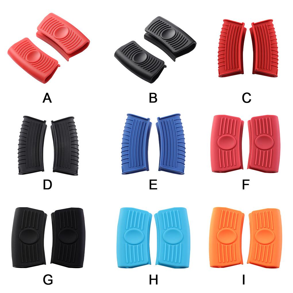 2buah Pegangan Panci Holder Cover Lengan Isolasi Case Tahan Panas Tebal Klip Silikon Warna Solid Simple Untuk Digunakan Di Rumah