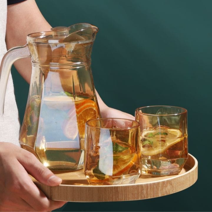 DISKON MURAH BL-10 Teko Teapot Set Teh Sederhana 5pcs/set Teh Ketel Kaca Teapot dengan 4pcs Gelas Praktis Kantor Set Teapot 700ml COD BAGUS MURAH