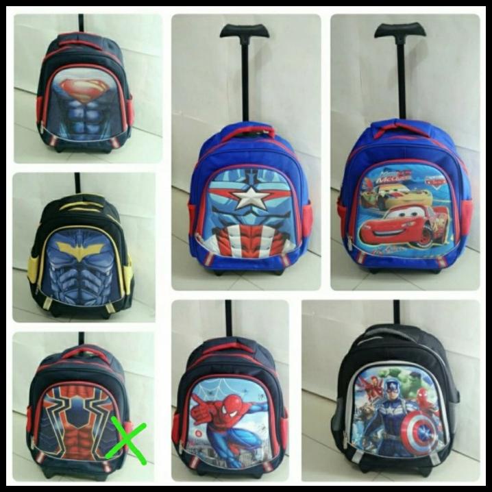Tas Anak/Tas Trolly Ransel Sekolah Anak Laki Tk Heroes Ironman Otot