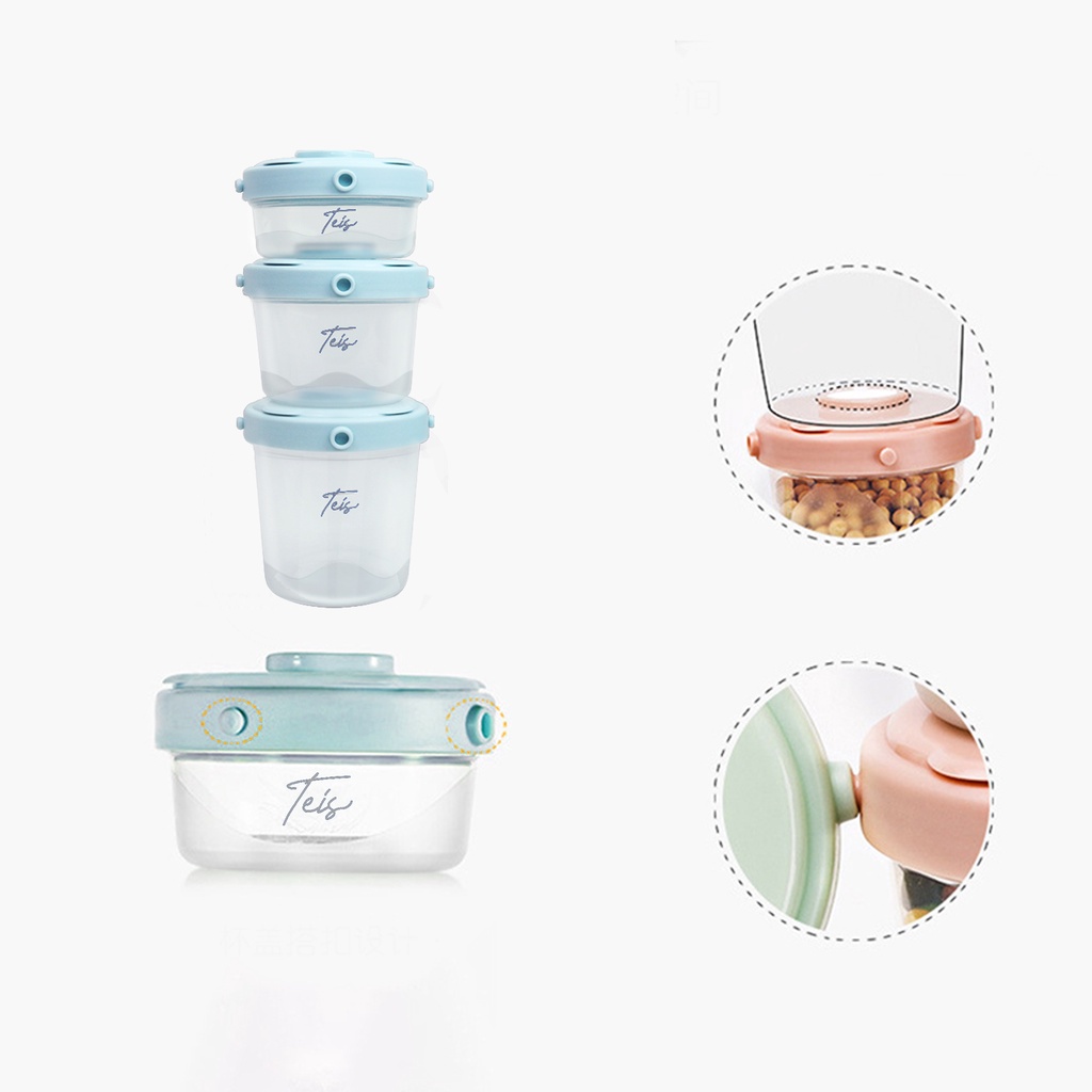 Teis 3in1 Baby Food Container Tempat Penyimpanan Makanan Bayi Wadah MPASI Set Anti Tumpah 60ml 120ml 200ml