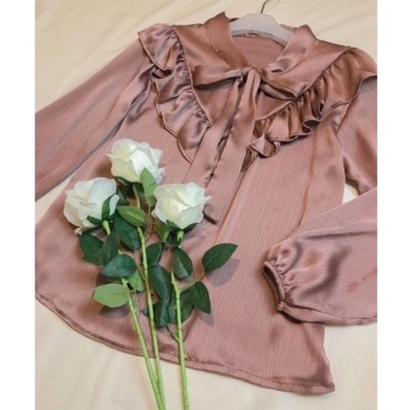 Melody Blouse Crinkle Cradenza Atasan Wanita Cradenza Pesta Blouse Dasi Korean Style