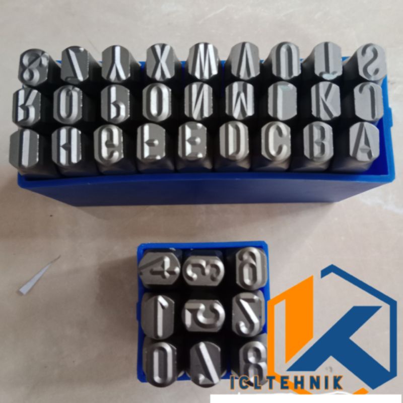 Masus Germanny huruf ketok dan angka set 10 mm huruf A - Z & angka 0-9