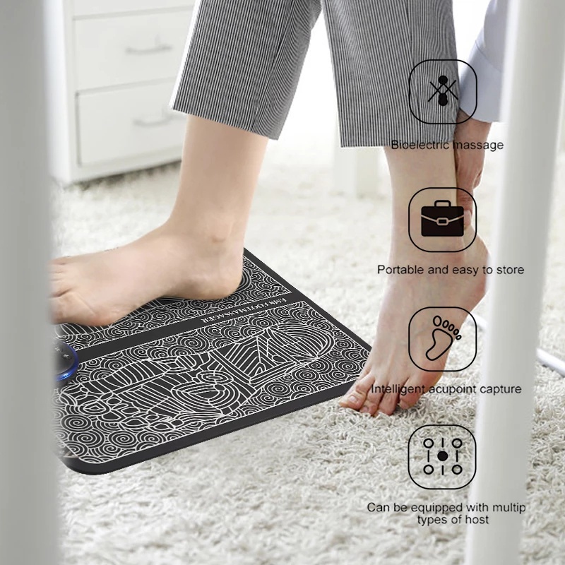 EMS Foot Massager Pijat Kaki EMS Pad Mat Listrik Tikar Pulse Akupunktur Pengisian Meningkatkan Sirkulasi Darah Meredakan Sakit