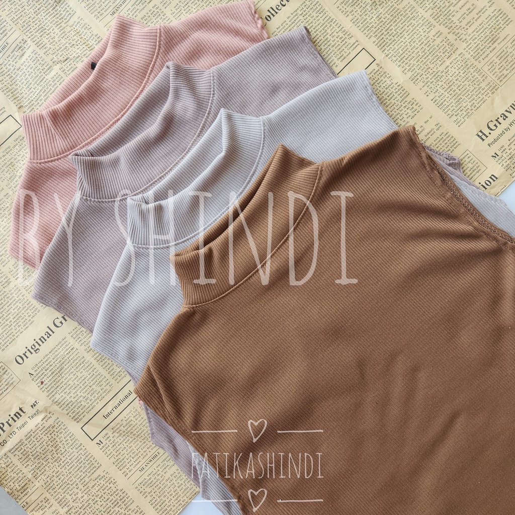By shindi - Inner / Turtleneck Tanpa Lengan Turtle Neck / Inner Manset Knit Rib