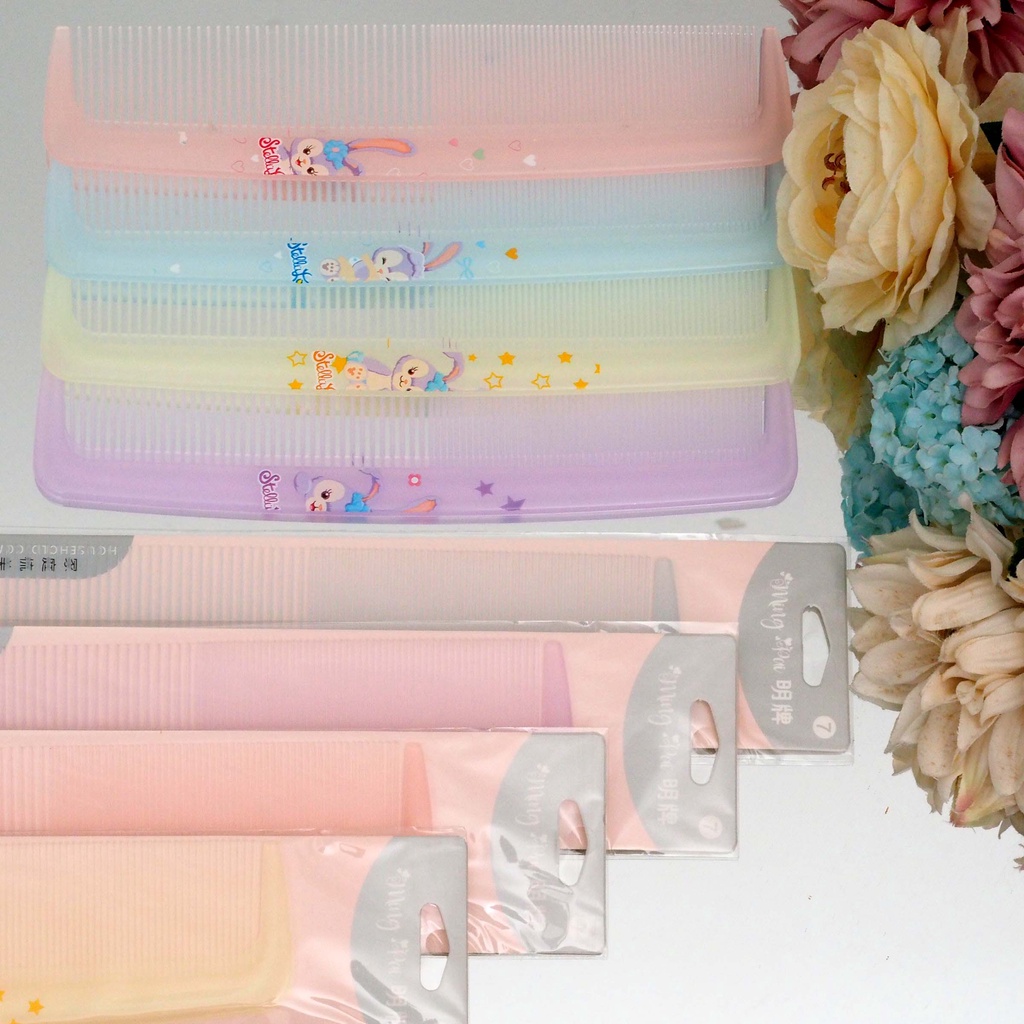 Sisir Lurus Rapat Motif Rabbit Warna Pastel Sisir Rambut Panjang Hair Sytle Comb Murah