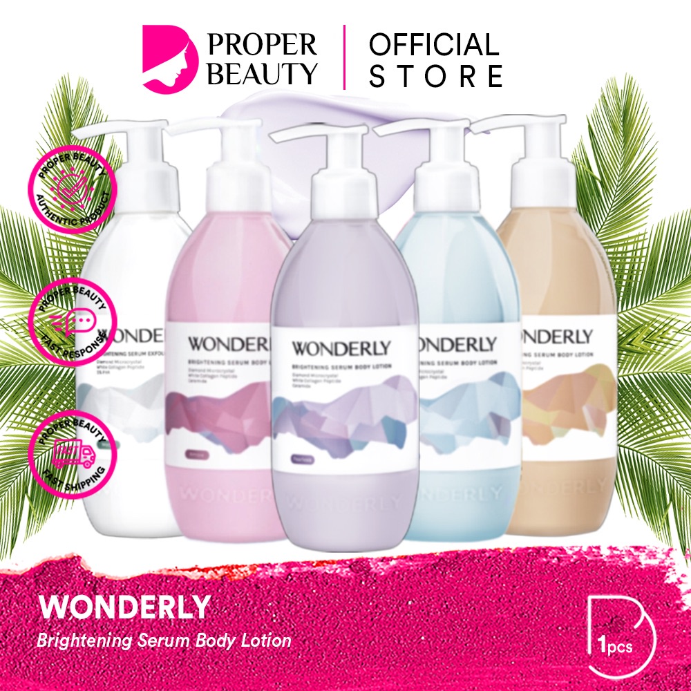 WONDERLY Brightening Serum Body Lotion Indonesia / Diamond Microcrystal White Collagen Peptide Ceramide 300ml / Skincare Skin Care Treatment Perawatan Kulit Tubuh Pelembab Moisturizer Exfoliating Cream Butter Scrub Gel / Royale Fearless Amore Voyage Mode