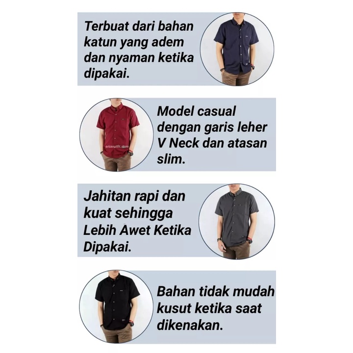 Kemeja Pendek Pria Premium Distro Quality - Size Normal M L XL