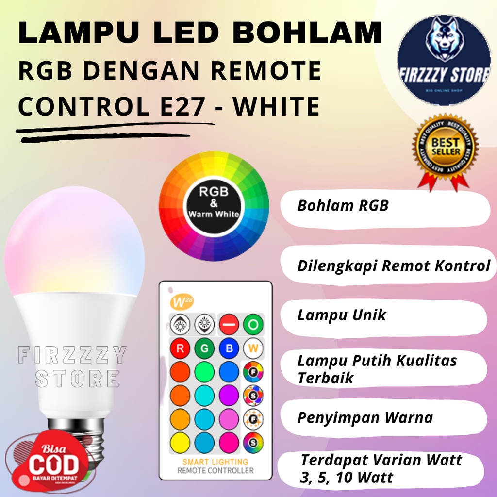 Lampu LED RGB Dilengkapi Remote Control 3watt 5 watt 10 watt