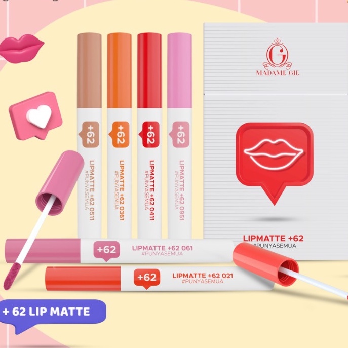 ❤ RATU ❤ Madame Gie Lip Matte +62 Make Up Lipstick 2ml | Lip Cream 62 (✔️BPOM)