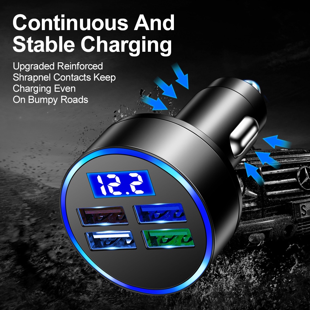 Adapter Charger Mobil 4 Port Usb Tipe-c Fast Charging Untuk Iphone / Android