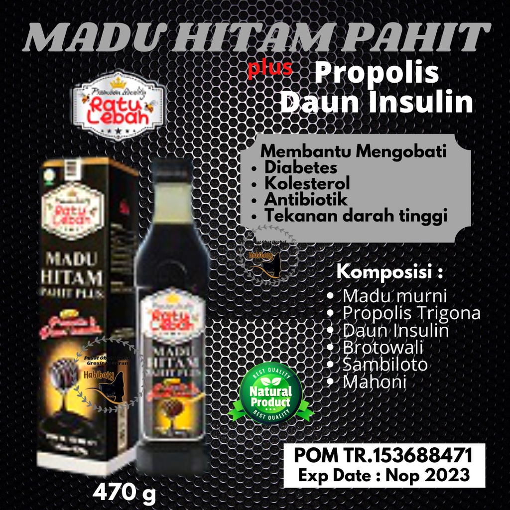 Jual Madu Hitam Pahit Plus Propolis Insulin Sambiloto Ratu Lebah 470 Gr Shopee Indonesia 9459