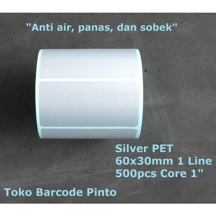 

60X30mm 1Line 500Pcs Gap Core1",Silver Pet Mate,Label Stiker Barcode