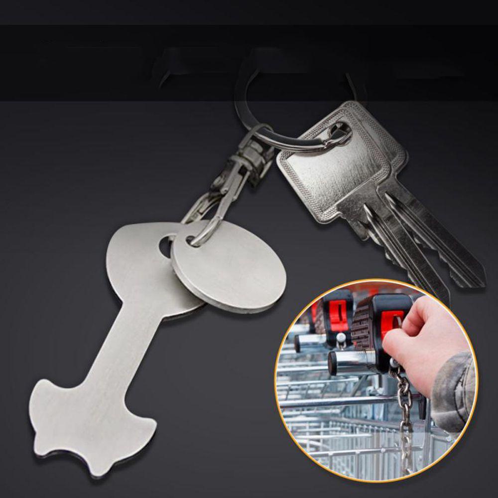 QUINTON Troli Token Logam Dapat Dilepas Aluminium Alloy Koin Alternatif Gantungan Kunci