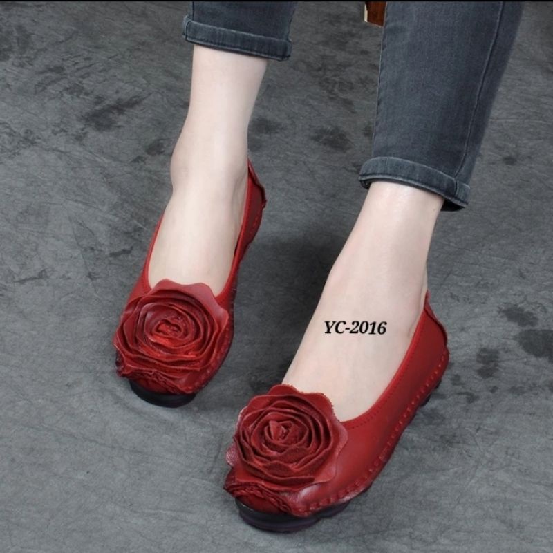 Sepatu CLARKS BUNGA BIG ROSE NEW /Sepatu Wanita clarks Bunga besar kulit asli / sepatu clarks flat bunga besar