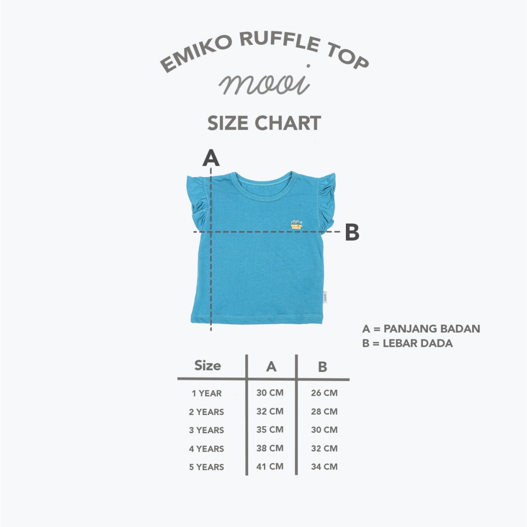 Mooi Emiko Ruffle Top 1-5 Tahun Atasan Ruffle Anak Perempuan Lucu CBKS P10