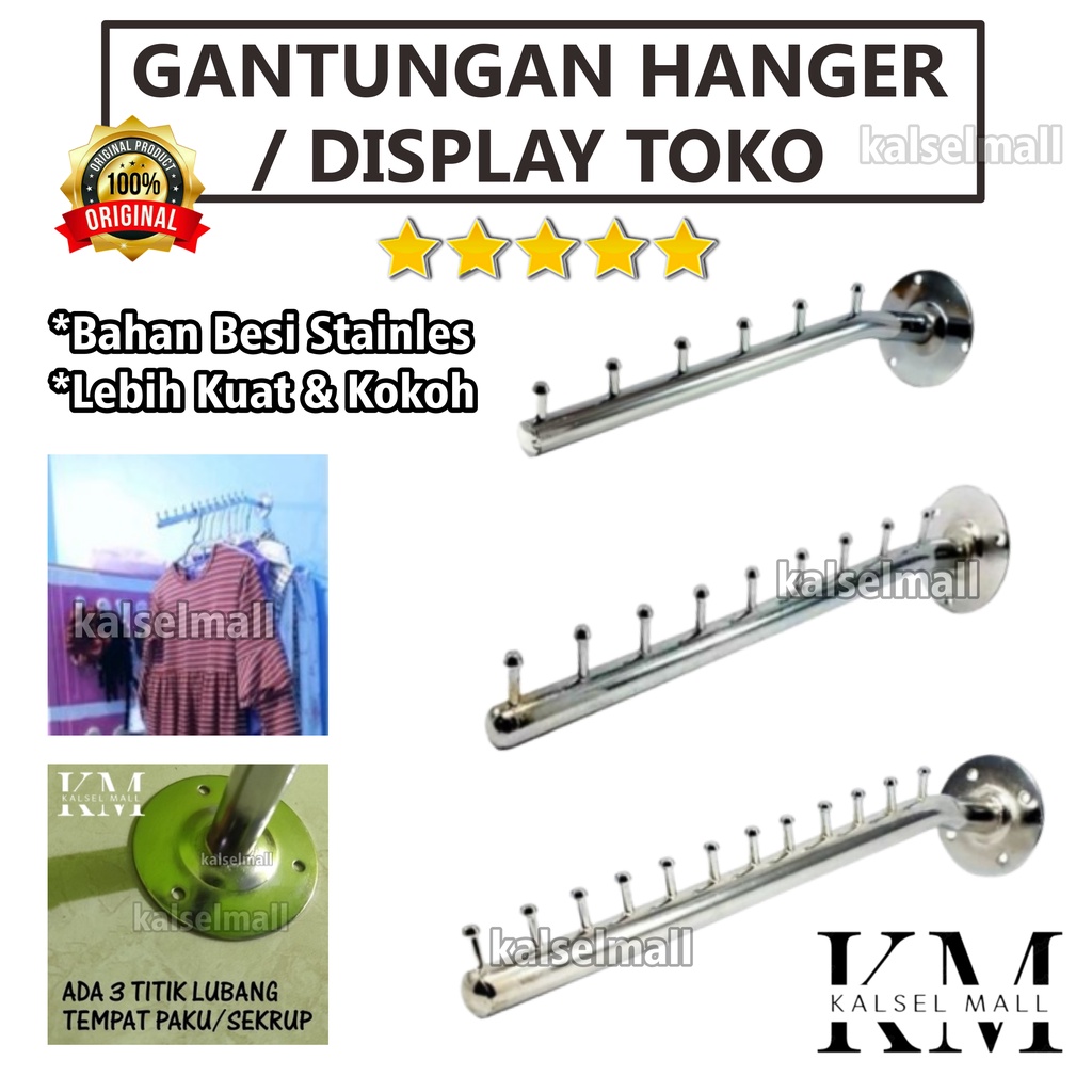 Gantungan Baju Celana Tas Pakaian Hanger Tekuk Suling Besi Dinding Tembok Display Toko Butik Distro 12 9 6 Titik Mata Stainles Lebih Kuat Kokoh Paku Bentuk Tekuk Suling ART3