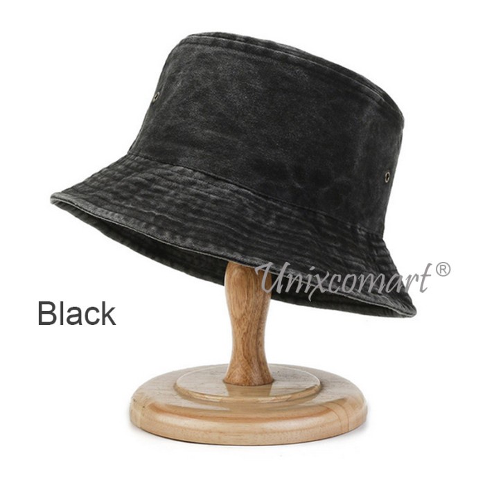 topi distro Bucket Hat DREW Fashion Session Pancing Gunung Pria Wanita - Black J7F9 TERBARU TERMURAH