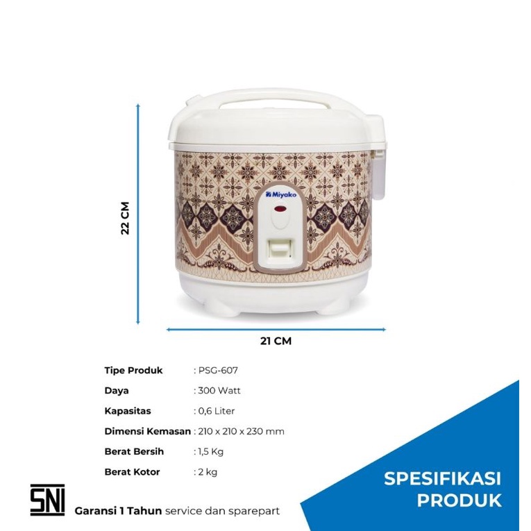 MIYAKO Rice cooker  0,63 L PSG-607 Garansi Resmi