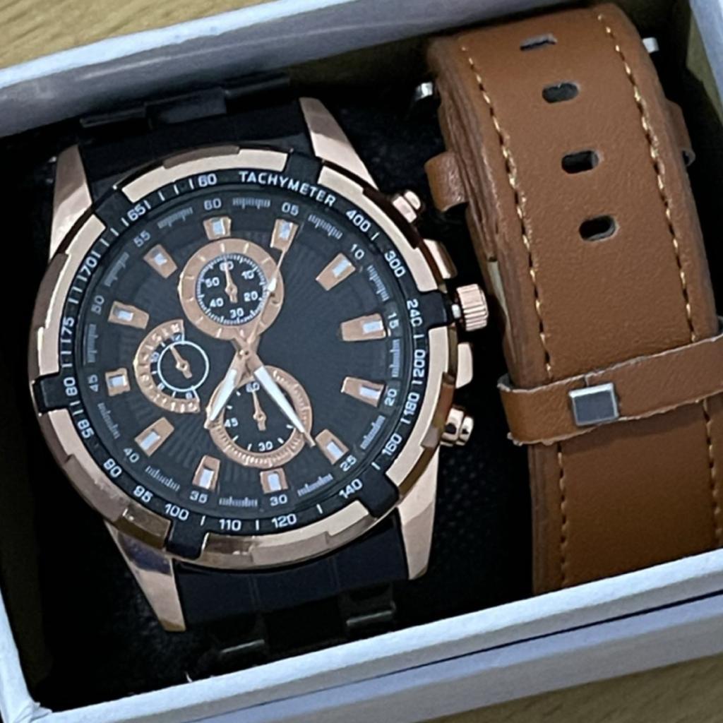 JAM TANGAN RANTAI PRIA TERBARU SWISS TIME CHRONICLE SET FREE BOX+ TALI CADANGAN