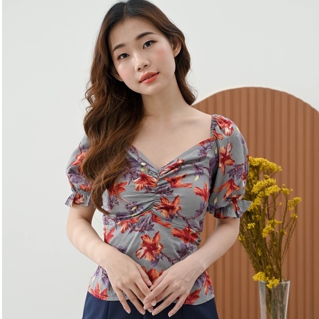 TP602 - ATASAN KOREAN FLOWER RAYON PRINT WANITA