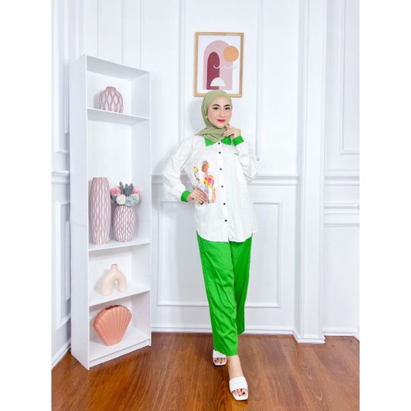 SETELAN TWILL SABLON//BAHAN RAYON TWILL UNIQLO//LD 120 CM