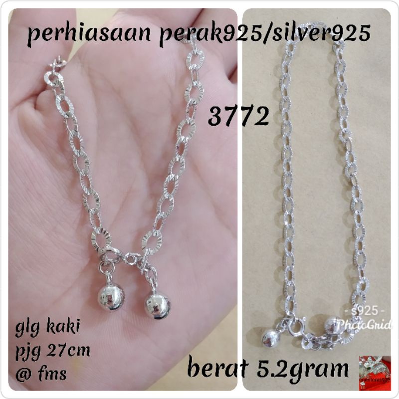 BIG PROMO Gelang Kaki Perak 925 Asli Lapis Emas Putih