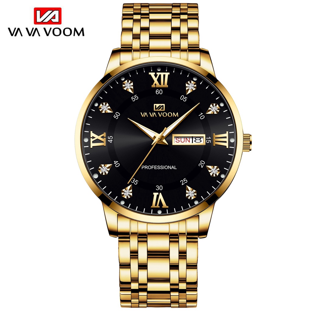 VAVA VOOM 2461 Jam Tangan Pria Anti Air Original Luxury Stainless Steel（Free BOX+Baterai cadangan）-2461-J