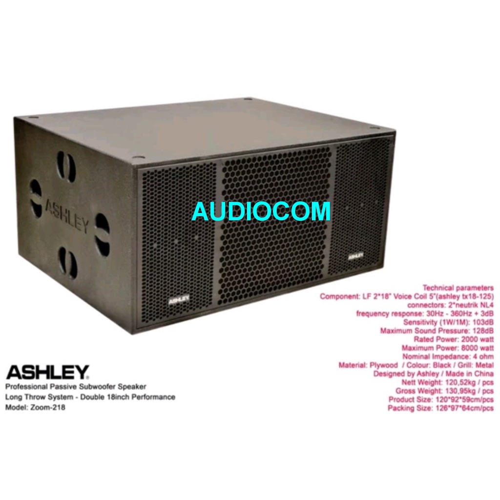 subwofer pasif ashley zoom218 2x18 original