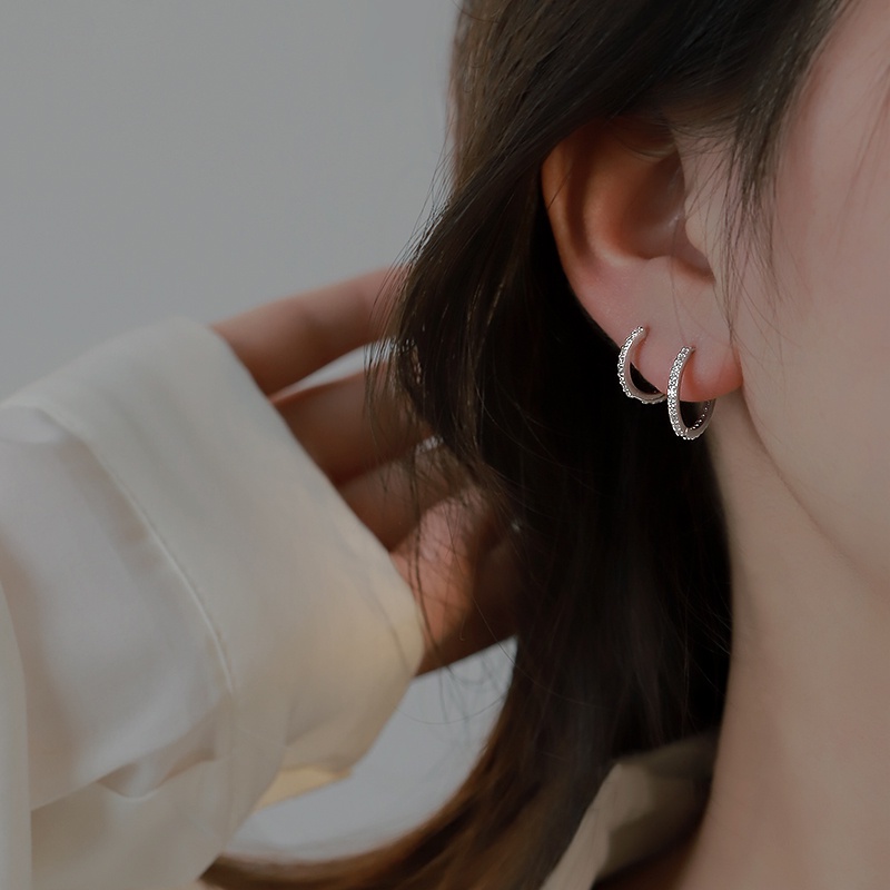 Anting Stud Bahan 925 Silver Zircon Untuk Wanita