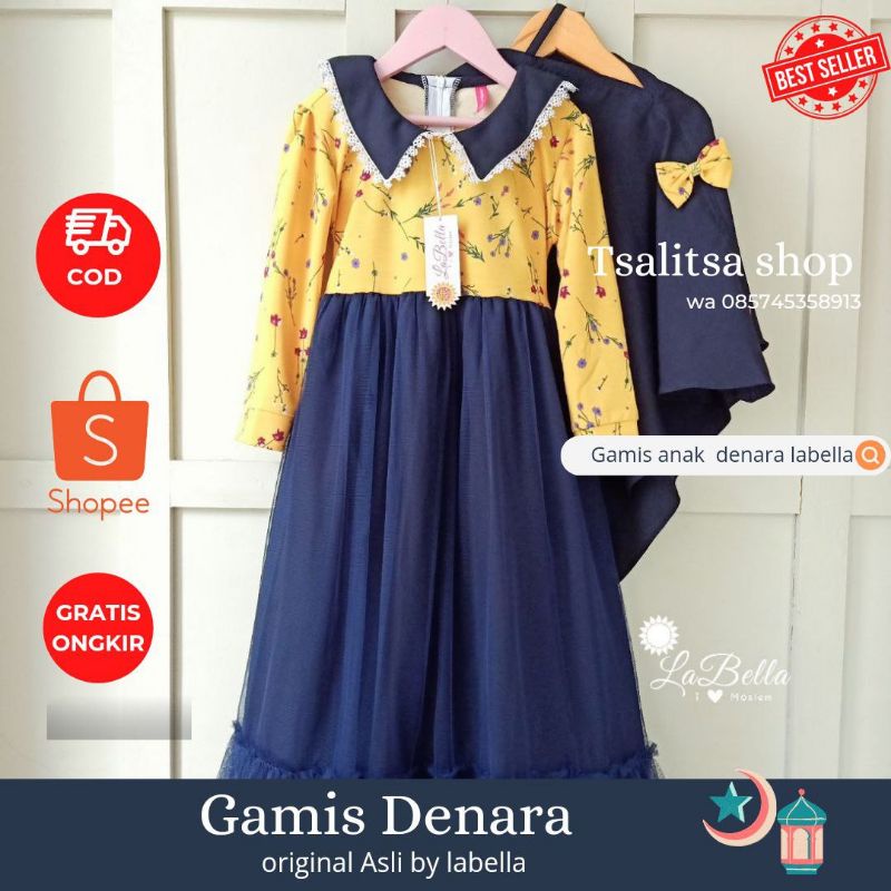 (Bisa cod) Gamis anak dan remaja tutu denaraa labella asli