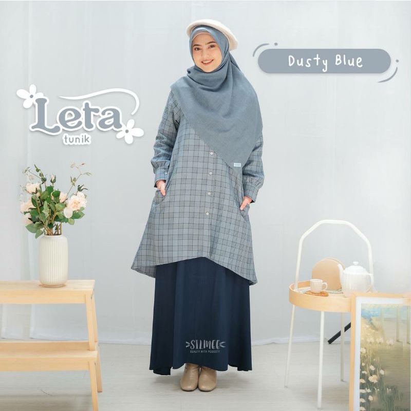 COD Leta set tunik motif kotak kotak by silmee original
