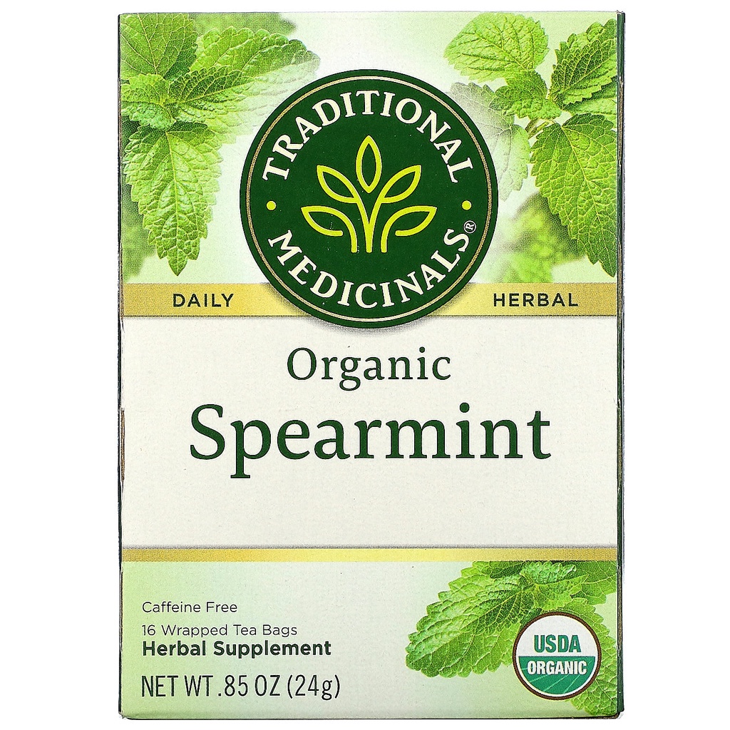 

TRADITIONAL MEDICINALS Organic Spearmint, 16 Wrapped Tea Bags