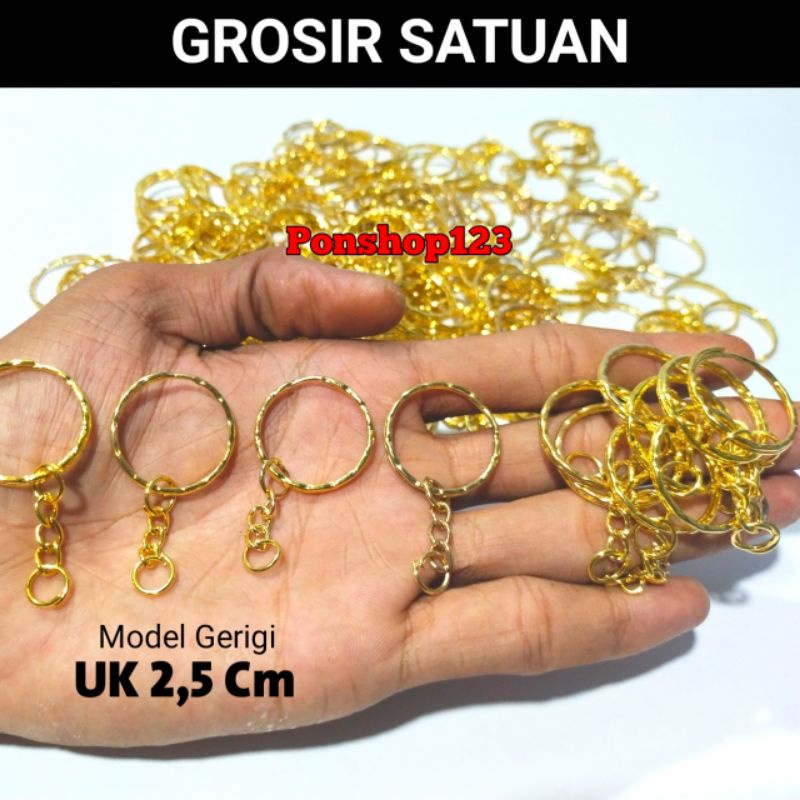 Ring gantungan kunci gold satuan ukuran 25mm ring gold kembang