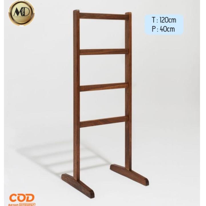 [PRODUK MFQPW] Rak Handuk stand tangga kayu/ Rak handuk kayu ( 15 ) WLP