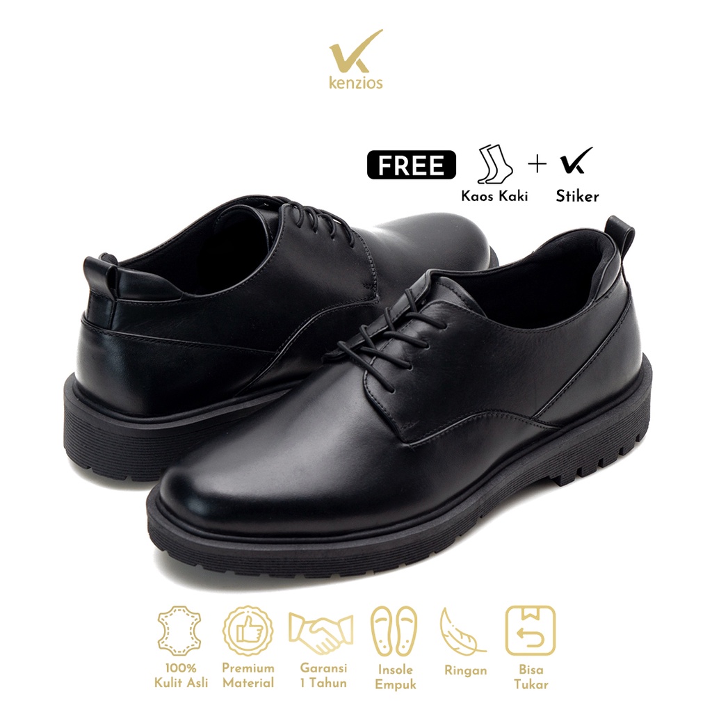 Kenzios Sepatu Formal Pria Thom Black Series