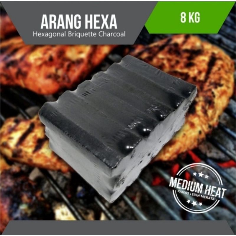 Arang Briket Hexagonal Kisaran 8 Kg (Kemasan 6 Pieces)