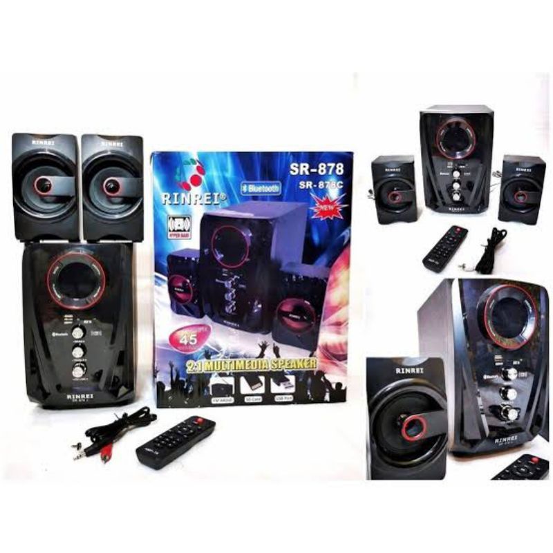 Speaker Aktif RINREI SR 878 N Audio Multimedia 2.1 Bluetooth - USB - SD Card - Radio - Remote