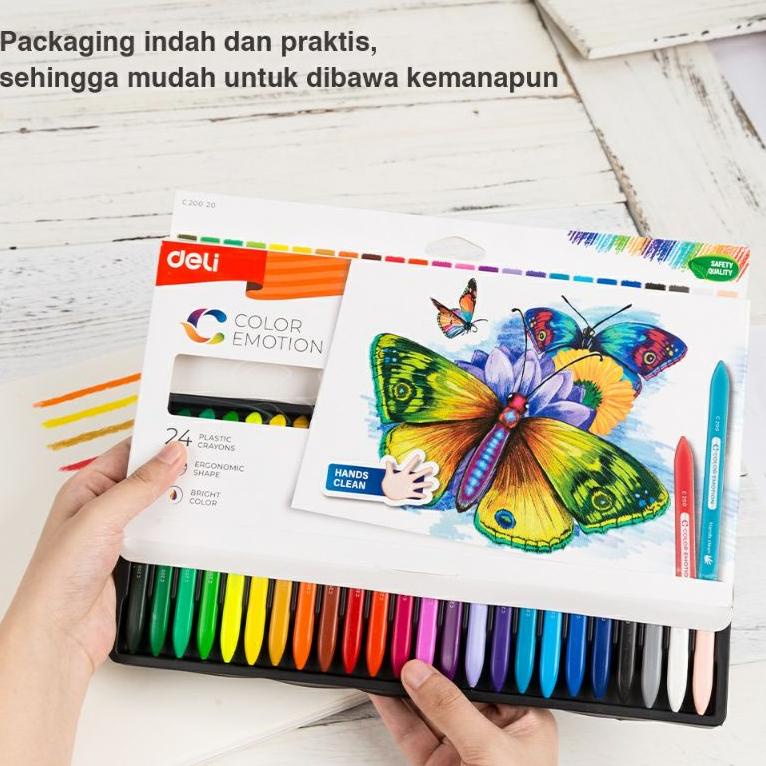 

[T-AZQ »] Deli Crayon Plastic 12/24 Bentuk Segitiga Ergonomis Tidak Beracun-langsung kirim