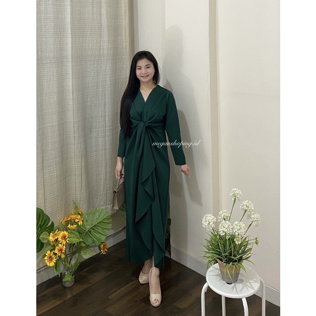 Elencia Dress Long Dress Maxi Dress Fashion Wanita Hijab Friendly - meganshoping-Emerald