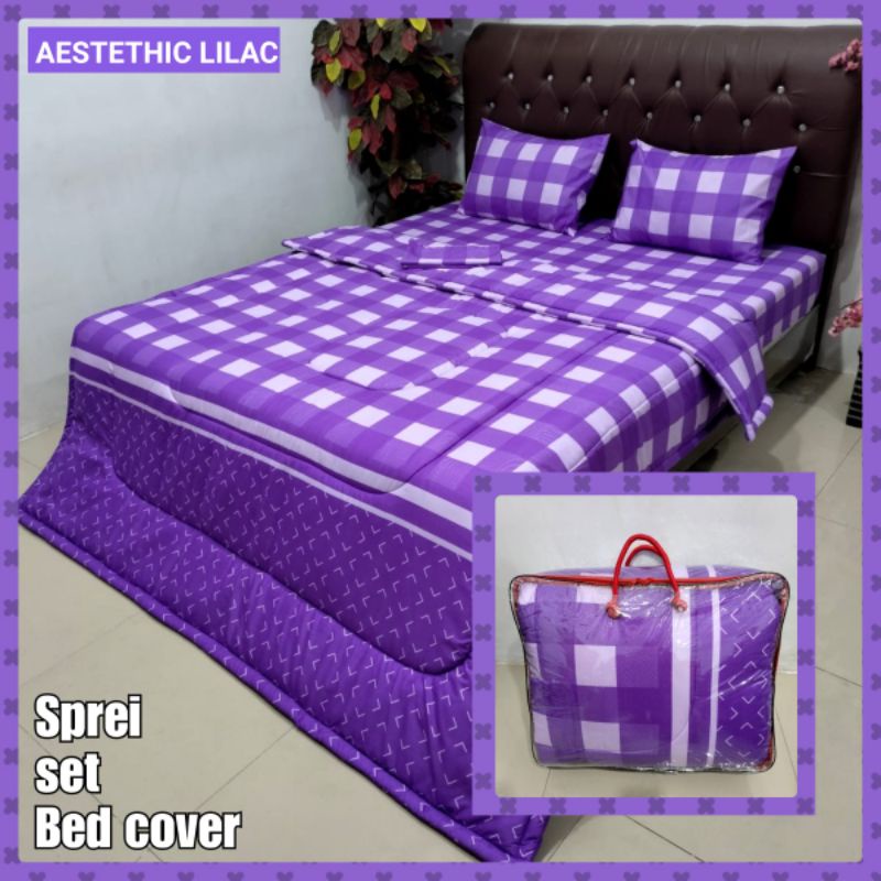 Grosir Bedcover Full set Sprei Emily Lilac/Bedcover Emily Lilac/Bedcover Lilac Square/Bedcover Aesth