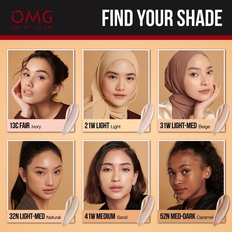 OMG CoverLast Liquid Foundation Alas Bedak | Oh My Glam | SPF 20 PA++ Oil Control Long Lasting 8H* | Medium to Full Coverage | 25ml | BPOM oh my glow