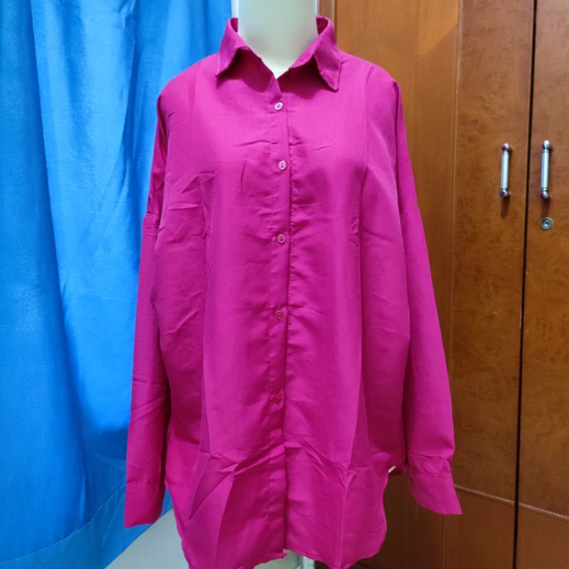 Kemeja Wanita Polos Dexy Ukuran Besar Bahan Katun Poly