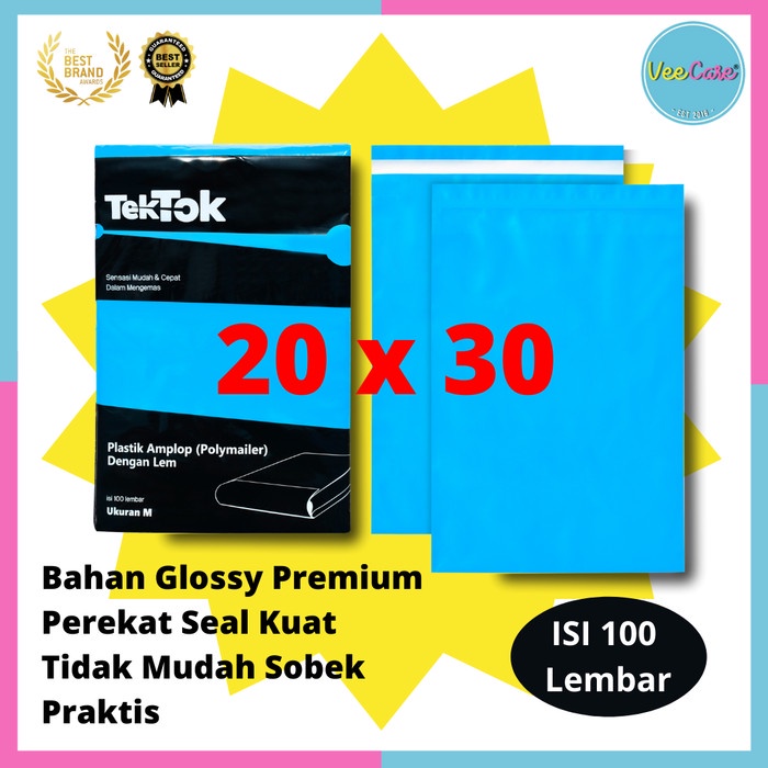 

Plastik Polymailer Amplop Plastik Packing TekTok isi 100 Uk M 20x30 - Biru